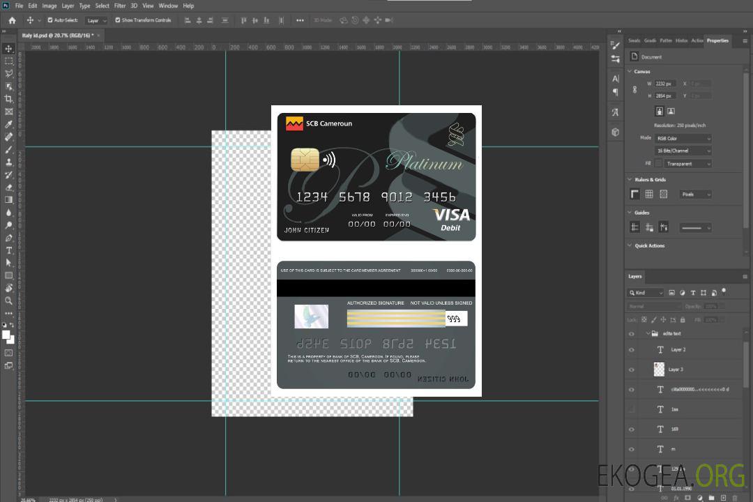 Carte visa bancaire SCB du Cameroun template Carte visa bancaire SCB du Cameroun template